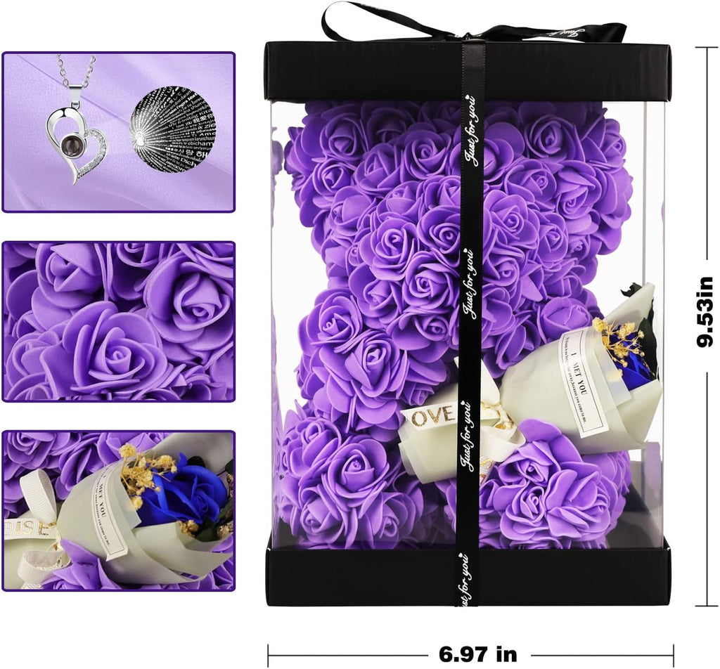 Valentines Day Gifts for Her, Rose Gifts Teddy Bear for Her, Rose Eternal Gifts Happy Birthday, Gift for Women, Mother'S Day, Ladies Wedding, Valentines Day Gift for Him Home Decor