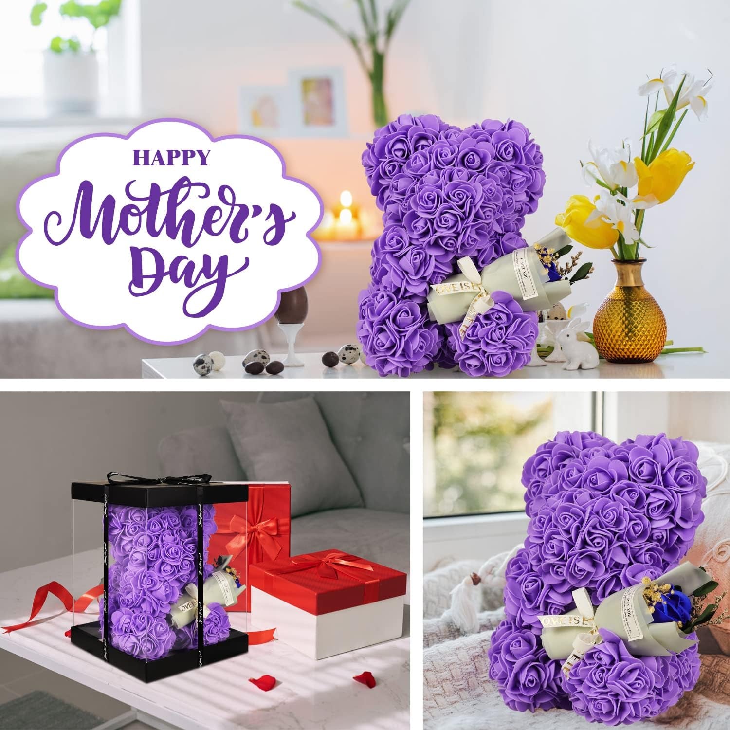 Valentines Day Gifts for Her, Rose Gifts Teddy Bear for Her, Rose Eternal Gifts Happy Birthday, Gift for Women, Mother'S Day, Ladies Wedding, Valentines Day Gift for Him Home Decor